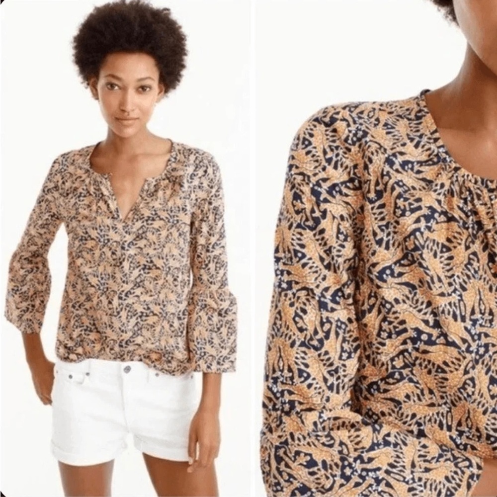 Drakes London for J.Crew Giraffe bell sleeve top- worn twice- great condition